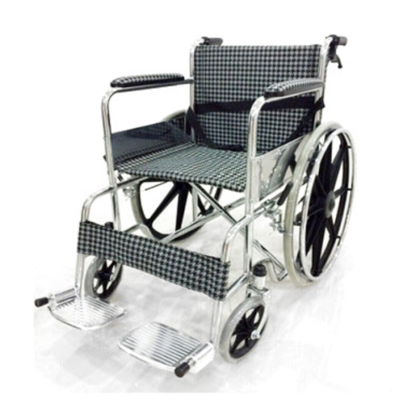 รถเข็นผู้ป่วยพับได้ โครงเหล็ก ล้อแม็ก มีเบรกมือ SP1263